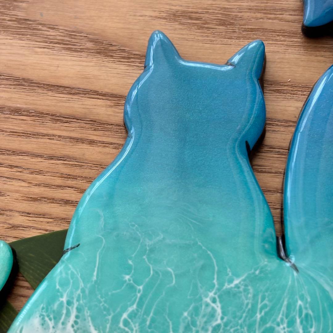 レジン　オーシャンアート　ねこ&いぬパネル　海アート　No.1155