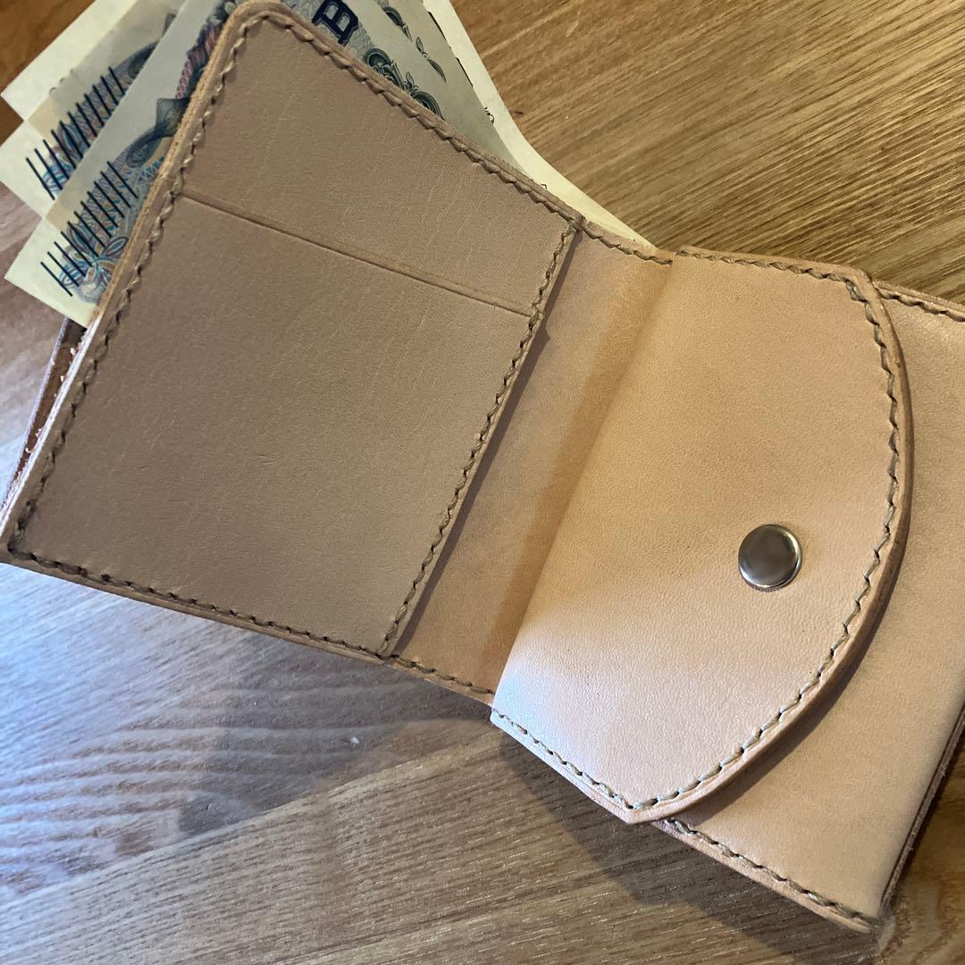 姫路レザー　ハンドメイド　二つ折財布