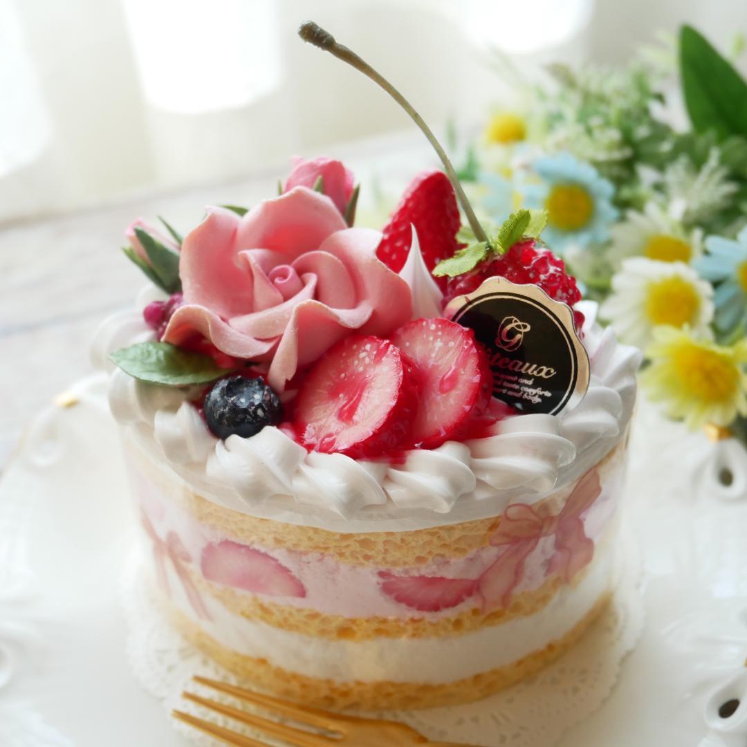 ◆フェイクスイーツ◆華やかローズ♬オーバル型♪苺のショートケーキ◆リアルサイズ◆