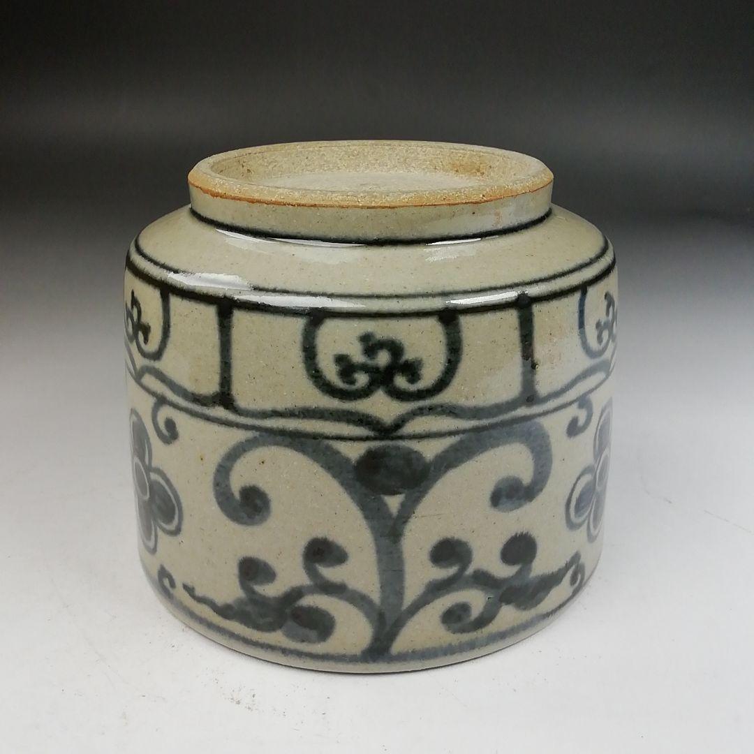 Ｗ３２４　火入　『膳所焼』『安南写　唐草』『淡海ぜぜ陽炎園 造』　共箱　茶道具