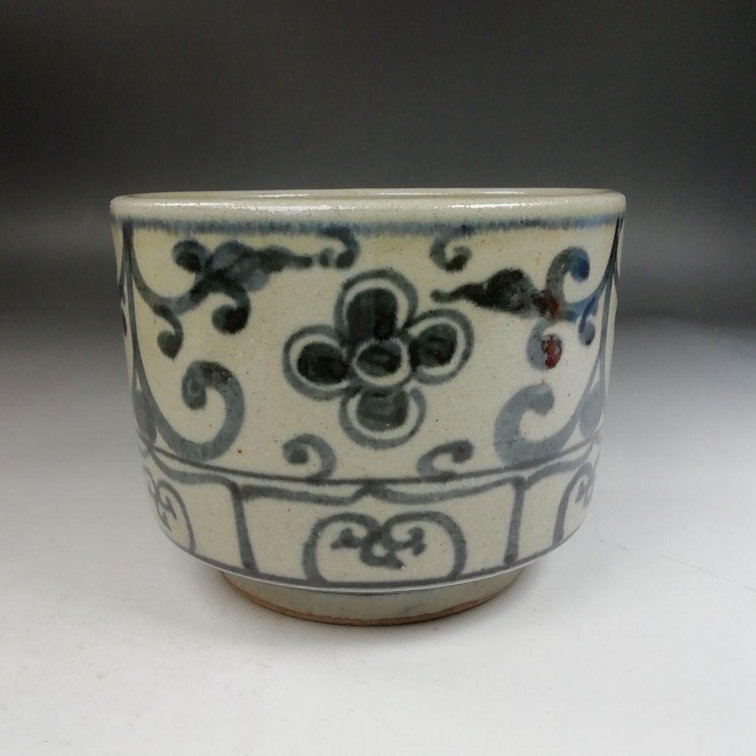 Ｗ３２４　火入　『膳所焼』『安南写　唐草』『淡海ぜぜ陽炎園 造』　共箱　茶道具