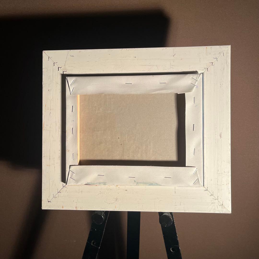 手書き油絵 サントリーニの風景 額付 肉筆絵画 インテリア 油彩画