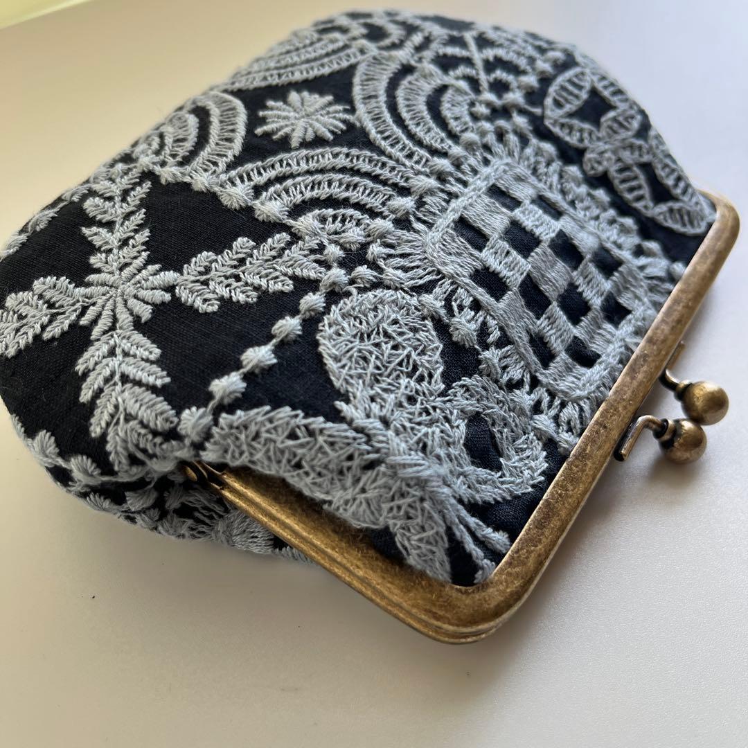 ハンドメイド　がま口親子財布　ミナペルホネン　forest tile
