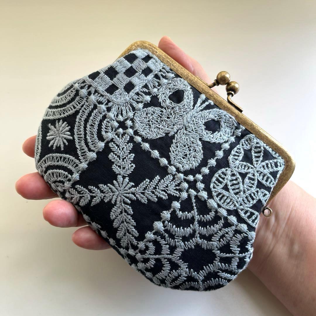 ハンドメイド　がま口親子財布　ミナペルホネン　forest tile