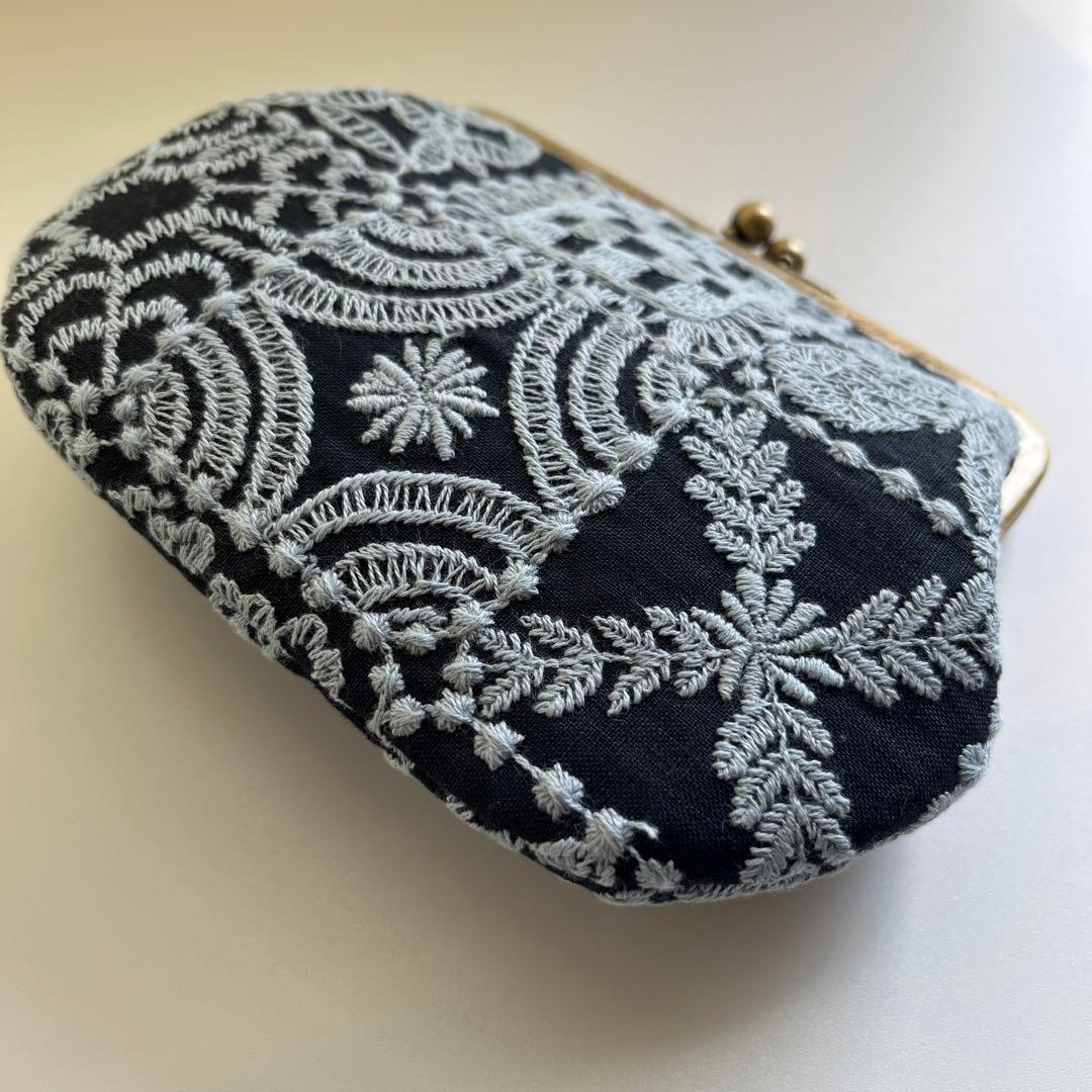 ハンドメイド　がま口親子財布　ミナペルホネン　forest tile