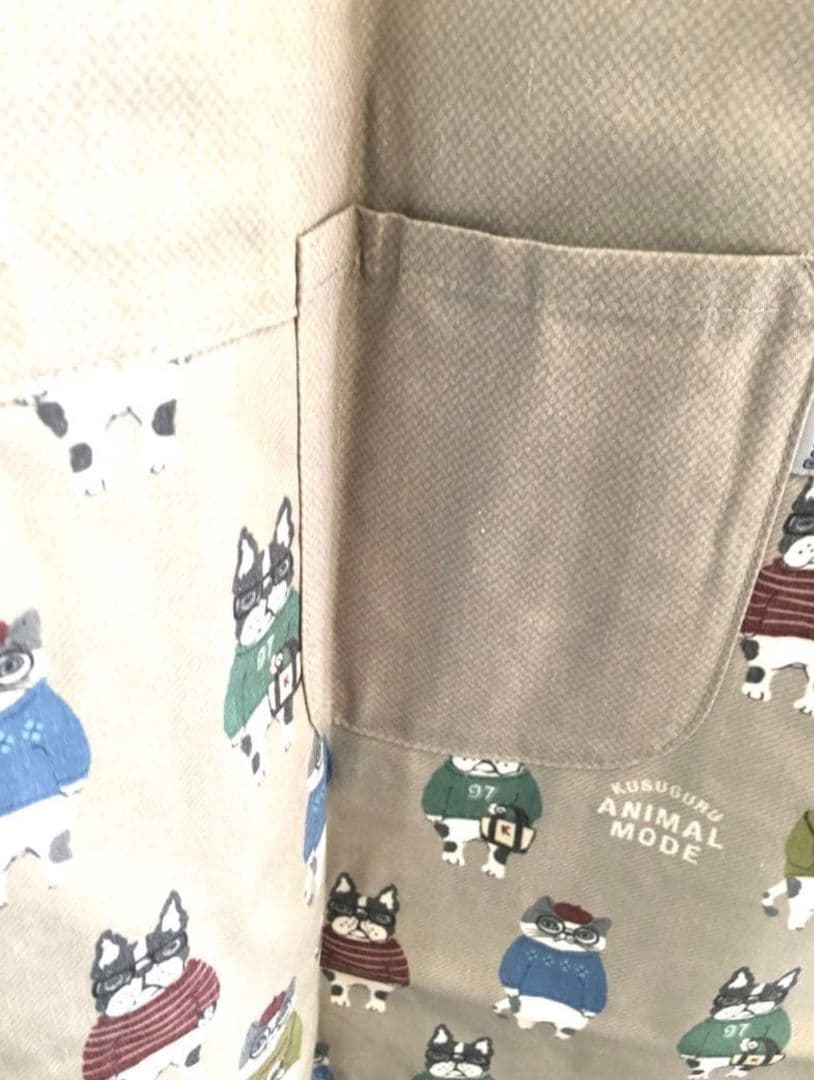 保育士エプロン　ネコ　ねこ　猫　イヌ　いぬ　かわいい　クスグル　サイドボタン