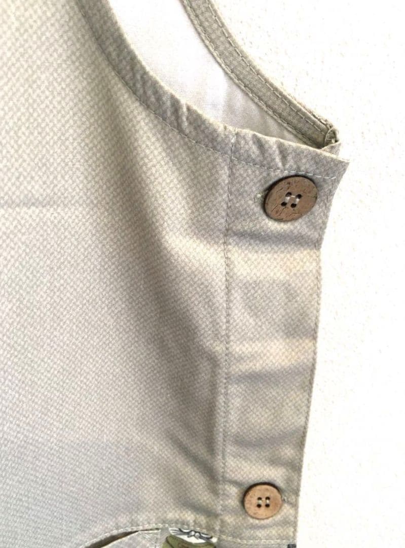 保育士エプロン　ネコ　ねこ　猫　イヌ　いぬ　かわいい　クスグル　サイドボタン