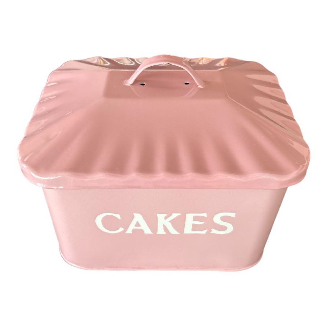 オールドファームハウス　ホーロー　ピンク ケーキ缶　蓋付き