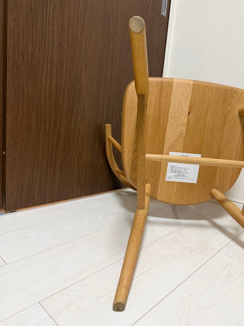 ④[美品][廃盤品] 無印良品　オーク材アームチェア　 丸脚