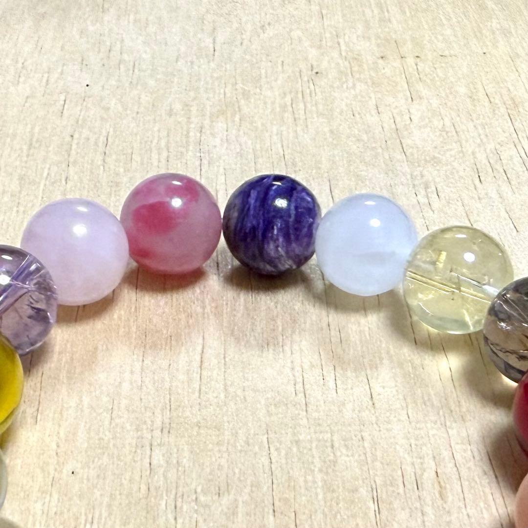 天然琥珀・天然石（チャロアイト、アクアマリン、インカローズ等）ブレスレット