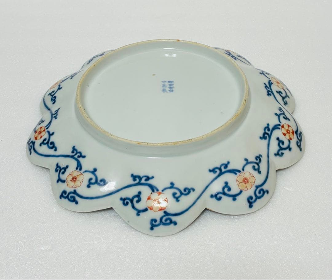 希少 明治 伊万里 有田焼 名工 中島儀兵 白川儀平 染錦金彩吉祥尽くし 輪花皿