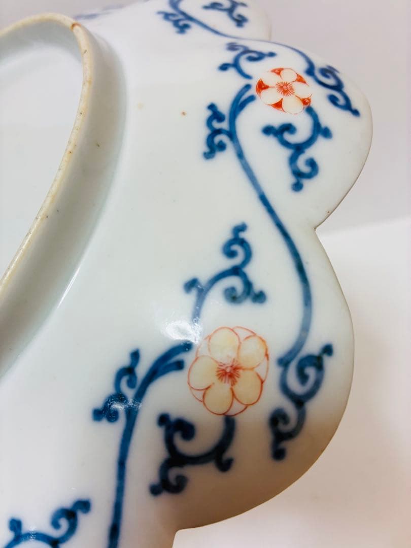 希少 明治 伊万里 有田焼 名工 中島儀兵 白川儀平 染錦金彩吉祥尽くし 輪花皿