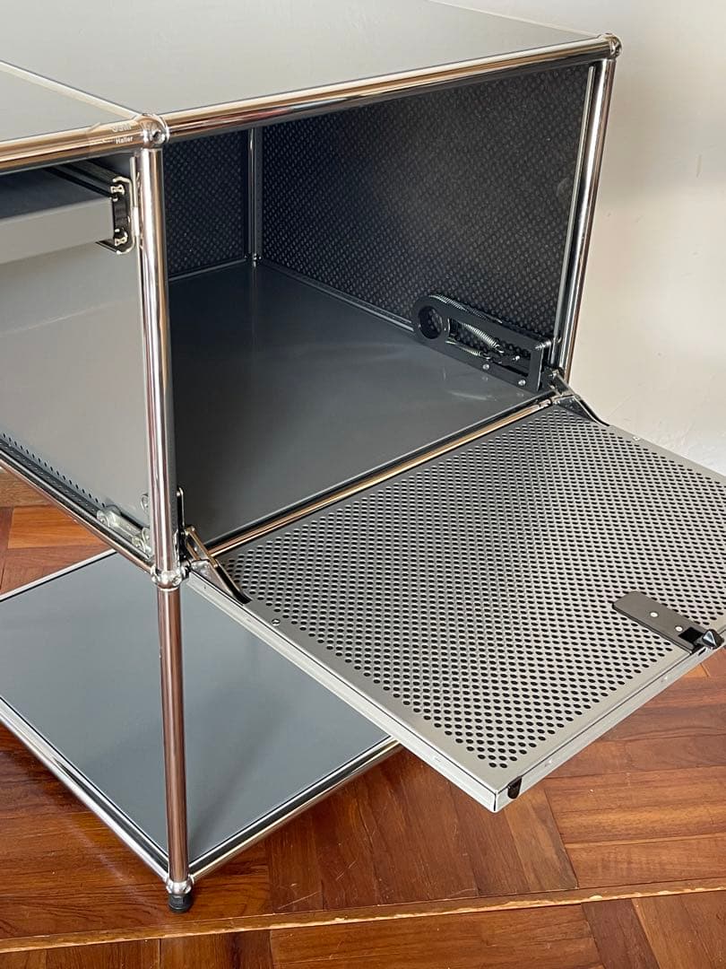 USM ハラー システム パソコン デスク キャビネット 付き マットシルバー