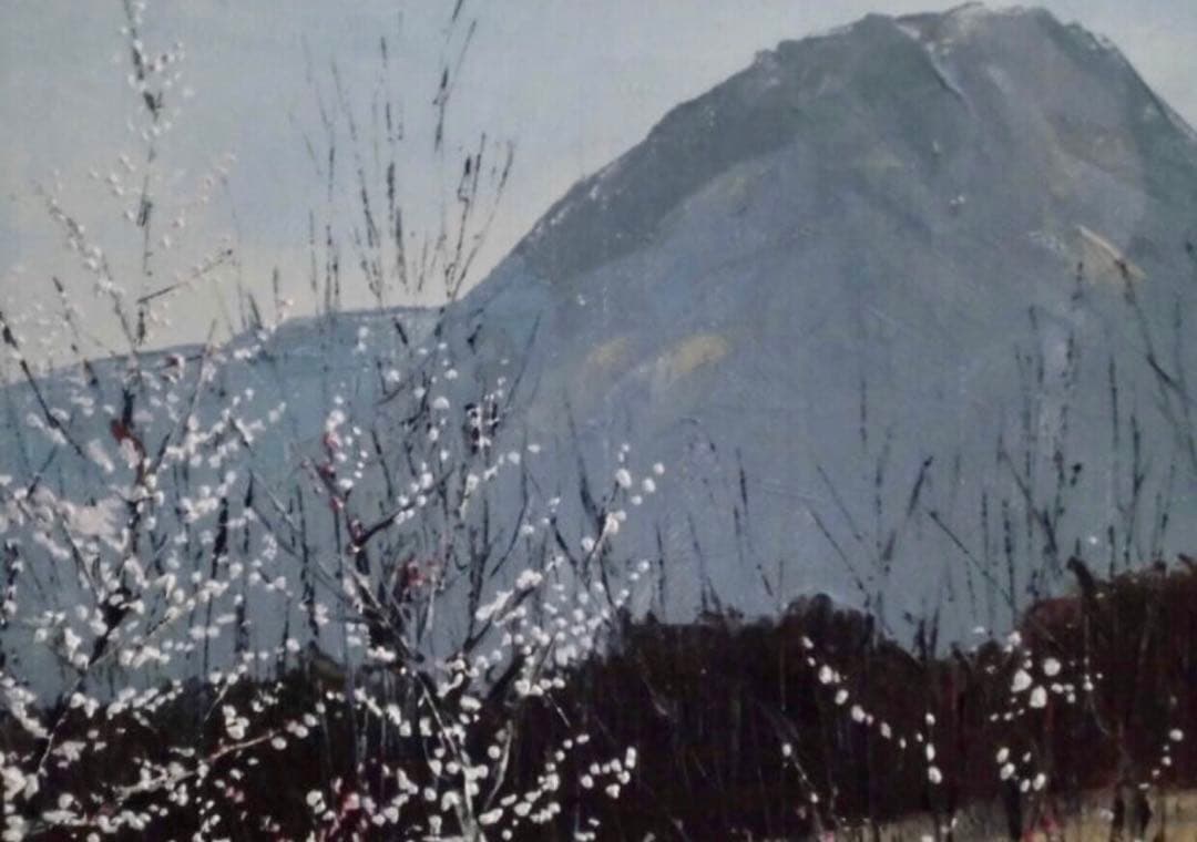 岡田敏司 油彩原画「武甲早春」直筆サイン 額装41x47cm 真作保証