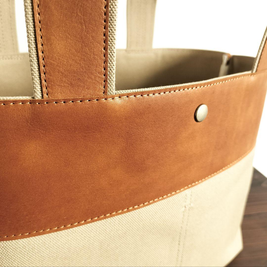 トートバッグ　冨士金梅8号サブレ×姫路レザーアンティークキャメル