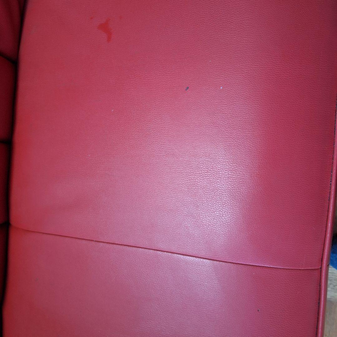 【美品】アンティーク調 2人掛けソファ チェスターフィールド風 レッド 鋲打ち