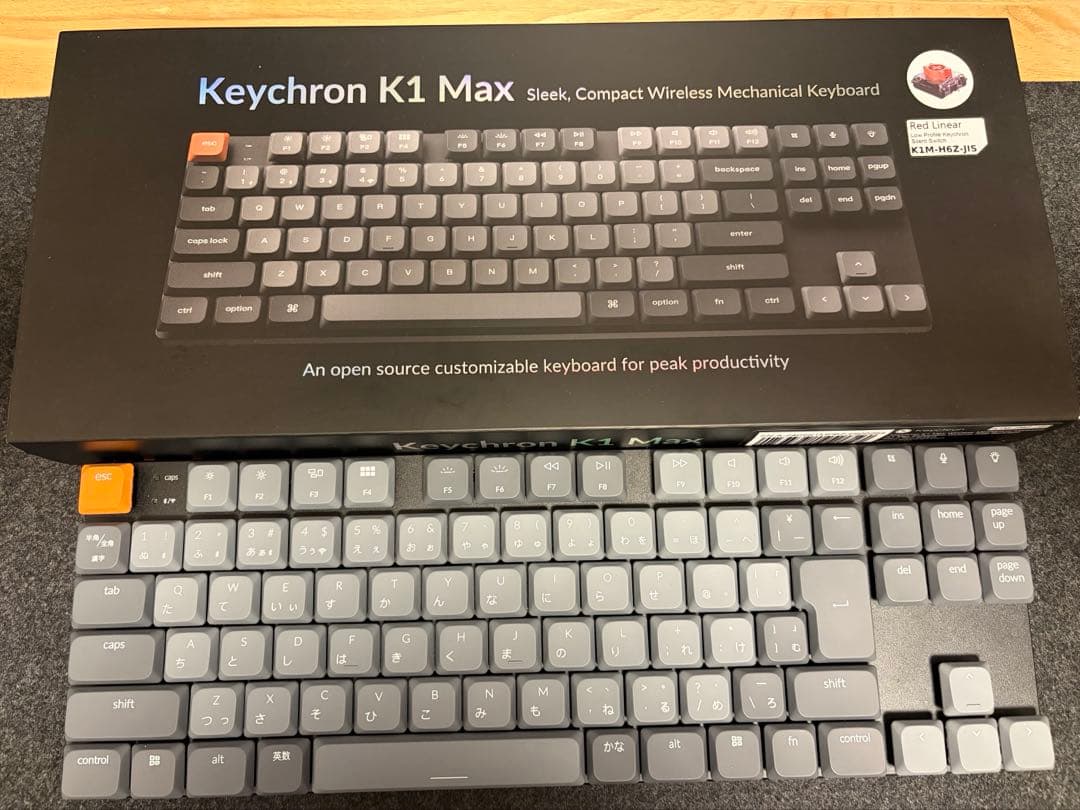 Keychron K1 Max（ロープロファイル、静音赤軸）