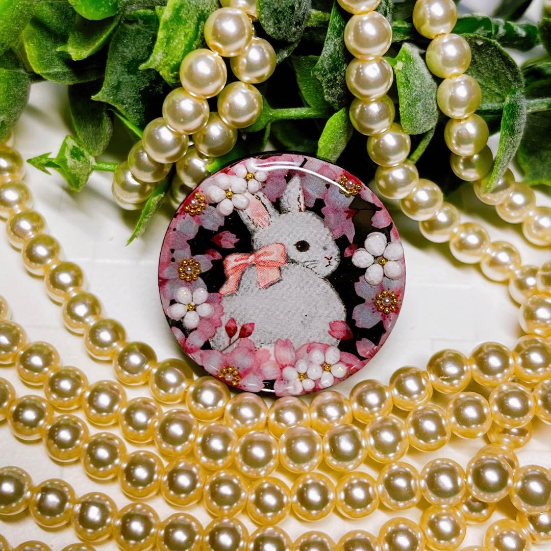 ひなた様お取置きです。レジンヘアゴム リボンのうさぎちゃん 桜の花No.932
