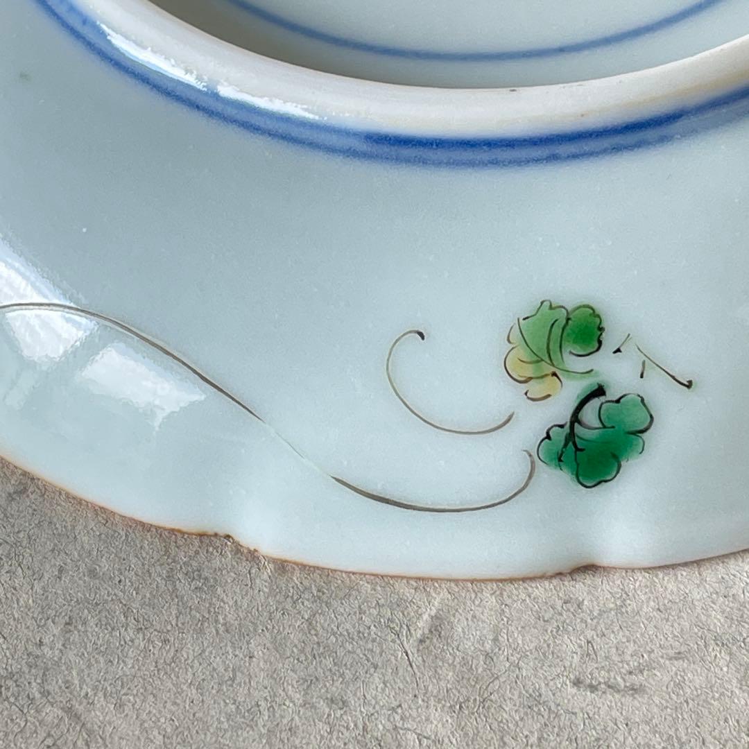 【新品未使用】陶芸家中尾郁夫　色絵輪花蜂花紋五寸皿