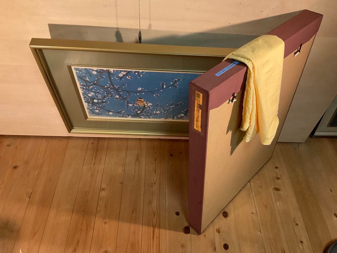 前田青邨「紅白梅に山雀」シルクスクリーン落款・エディション・作品証明シール有り