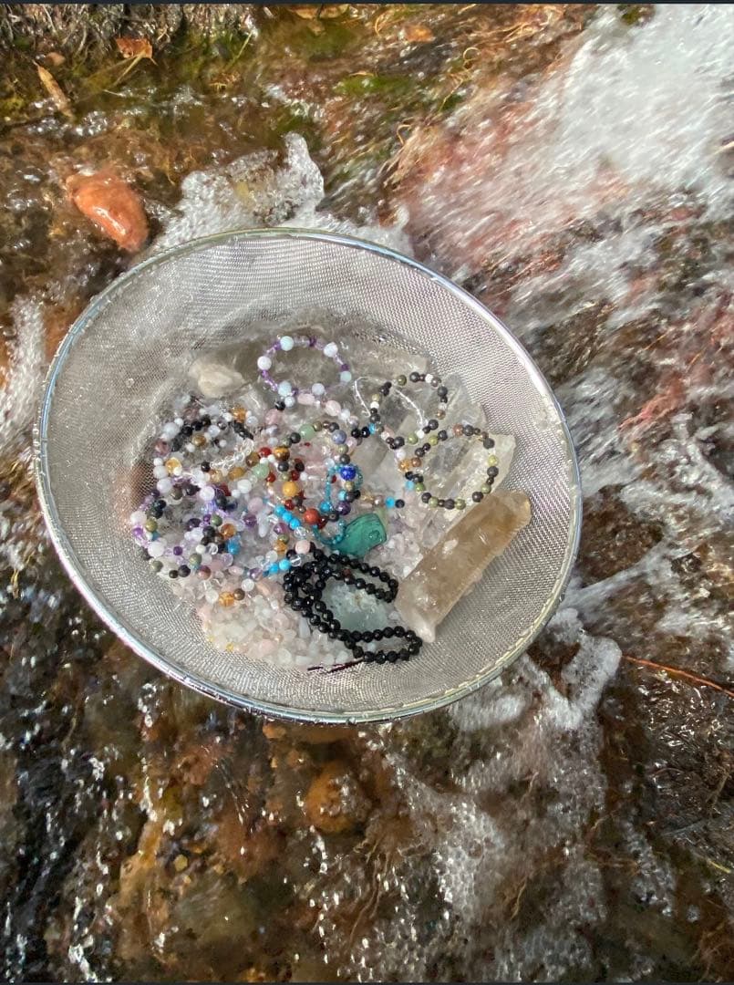 セレナイトとピーチパールのヒーリングブレスレット（龍神様のご加護付き）