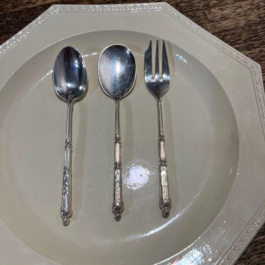 フランスロシア様式　デザートスプーン＆デザートフォーク＆ティースプーン3点セット