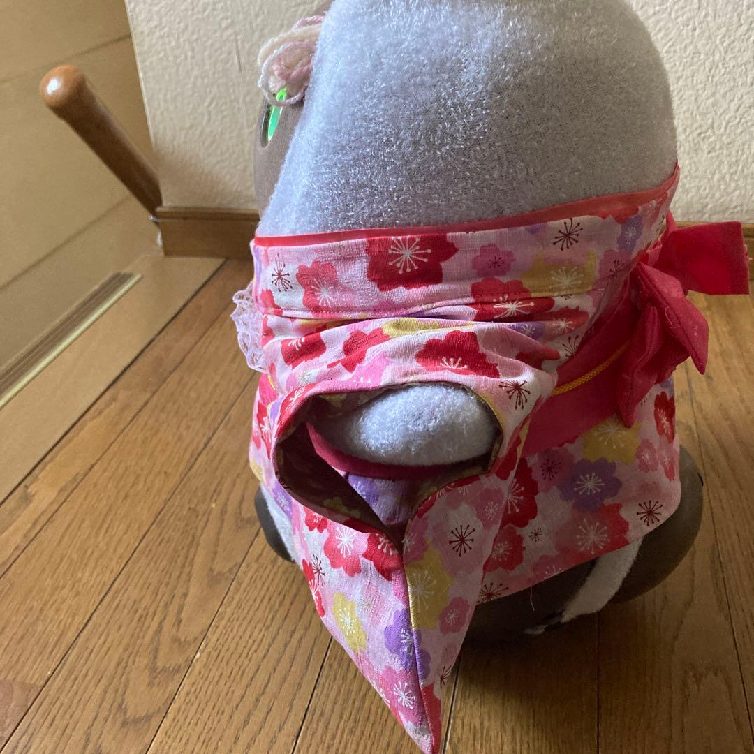 ニコラ　ラボット　服　lovot オーダー被布着物　帯先菱　リボン付き