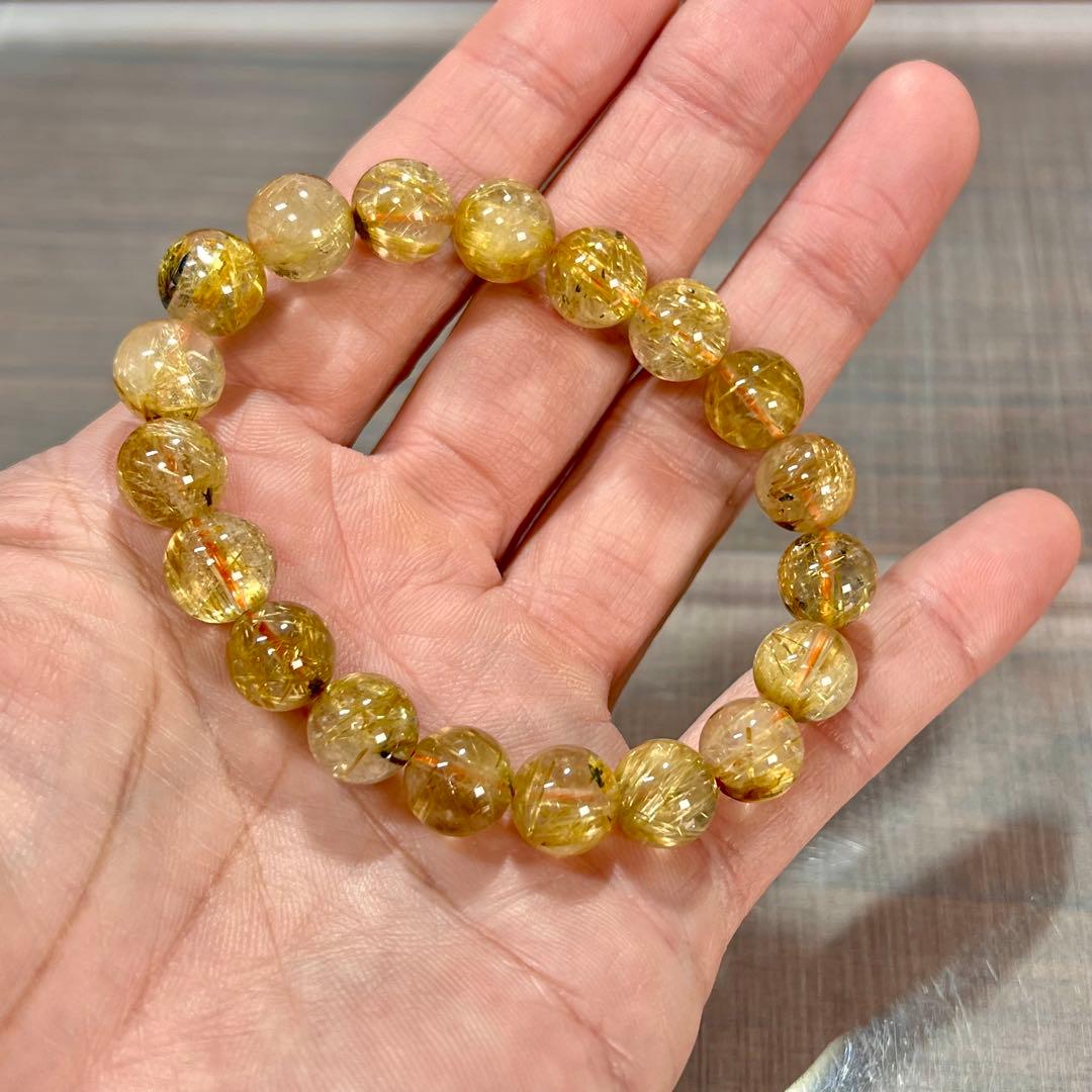 金運強　太陽放射ルチルブレスレット　ヘマタイト　ルチルクォーツ　2-15