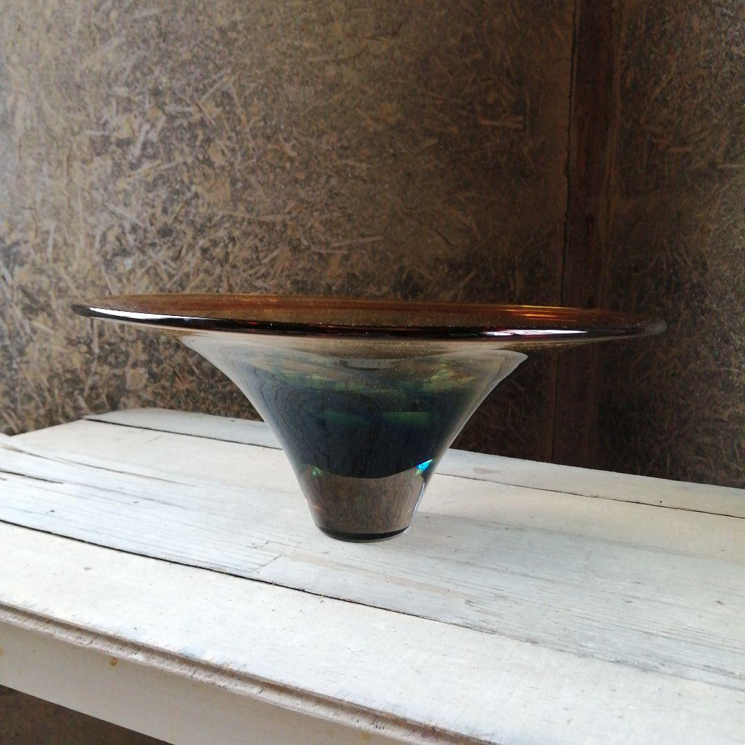 ガラス製　渦巻紋池坊花器　33.5cm