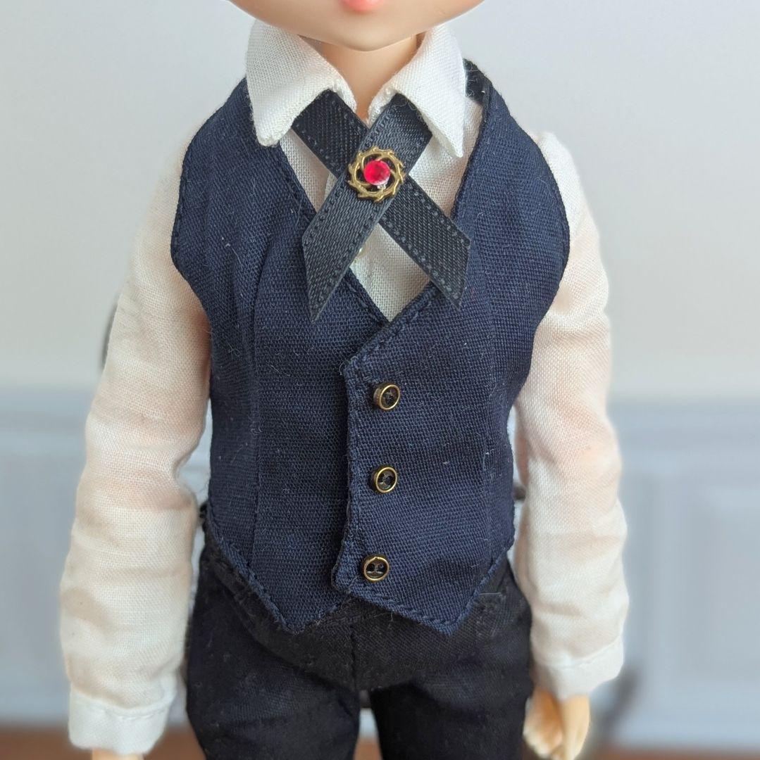 再1531※ハルモニアブルームroot服※ネイビーのカマーベストとパンツのセット