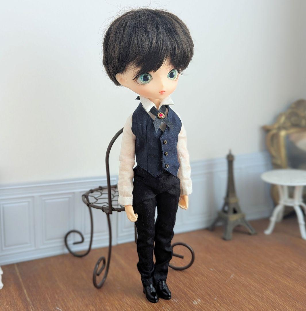 再1531※ハルモニアブルームroot服※ネイビーのカマーベストとパンツのセット