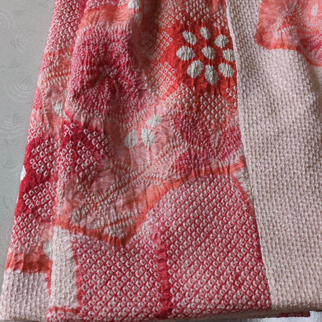 七五三３歳正絹総絞り手縫いの被布(巾着付き）