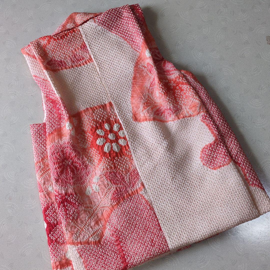 七五三３歳正絹総絞り手縫いの被布(巾着付き）