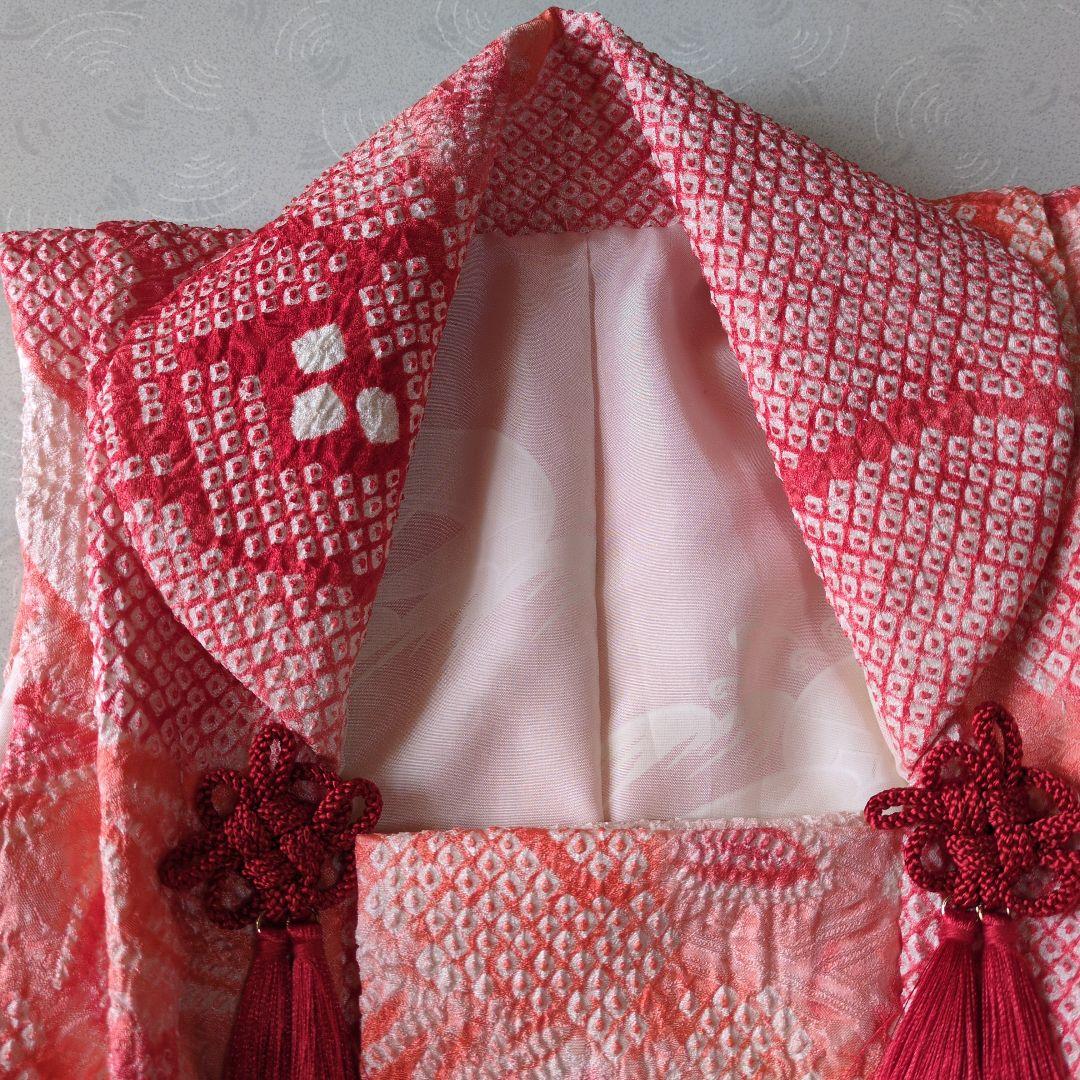 七五三３歳正絹総絞り手縫いの被布(巾着付き）