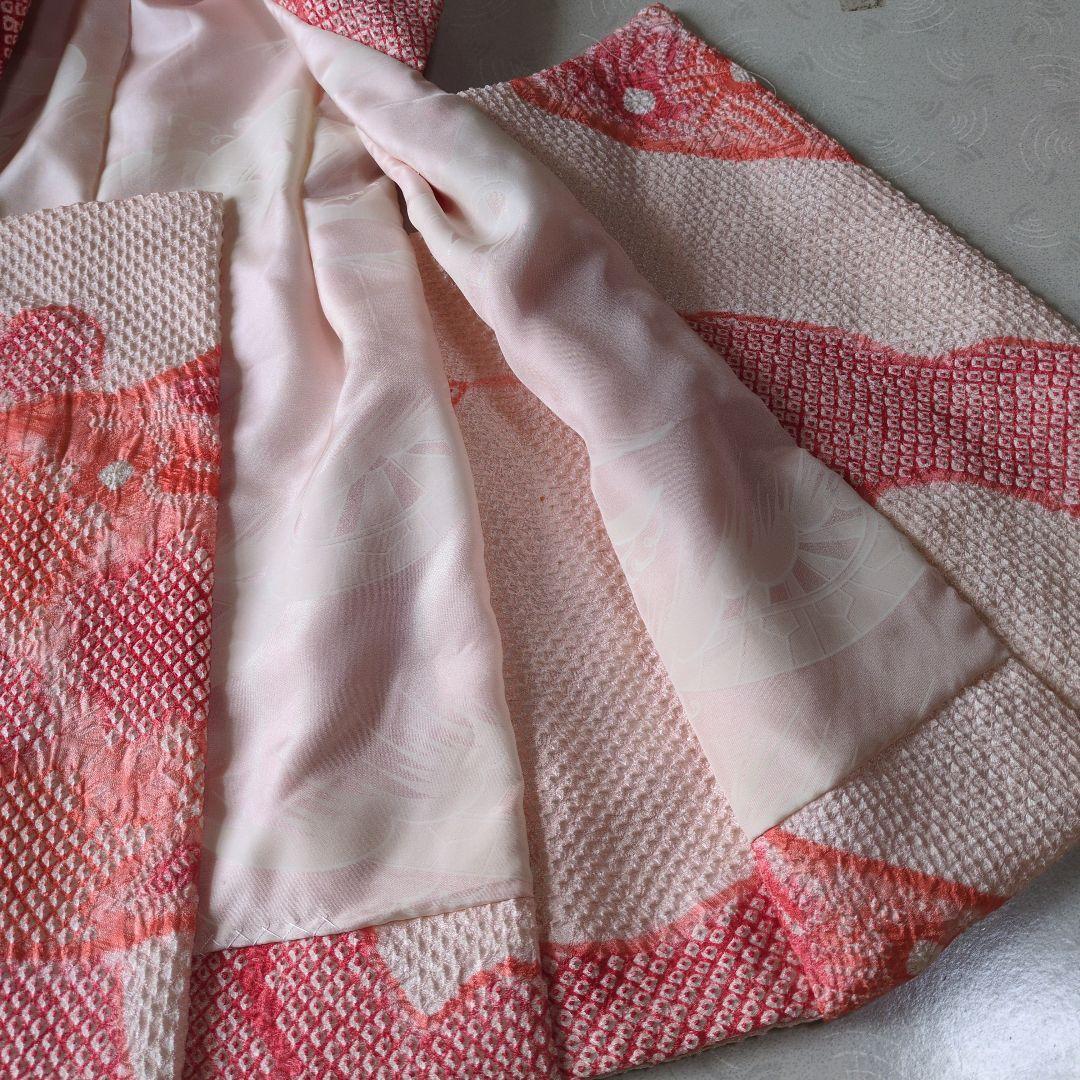 七五三３歳正絹総絞り手縫いの被布(巾着付き）