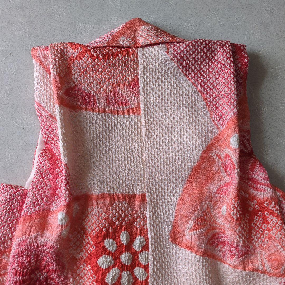 七五三３歳正絹総絞り手縫いの被布(巾着付き）