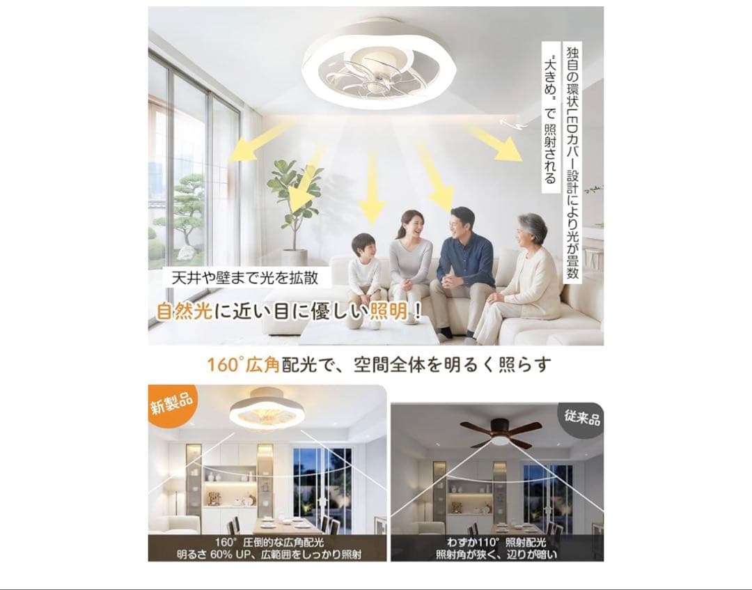シーリングファンライト LED照明 扇風機付 リモコン 8-10畳
