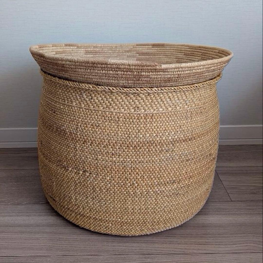 イリンガバスケットとフラニの平カゴアフリカ収納かご松野屋カゴアミドリ柳行李イケア