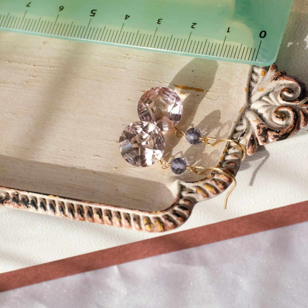 14kgfアメトリンコンケーブカットピアス/イヤリング