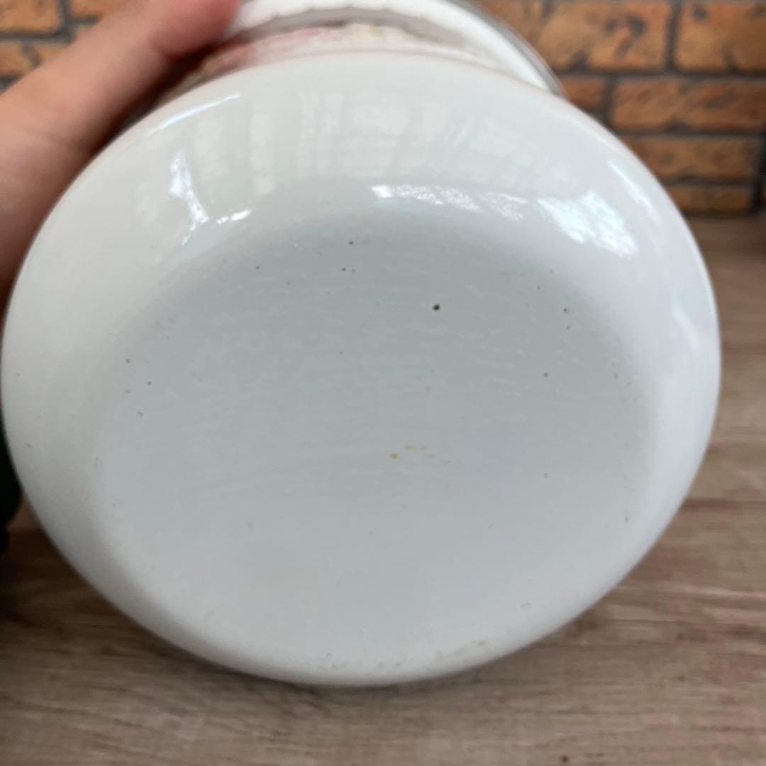 D-4 【昭和レトロ】花柄 ホーロー 蓋付きキャニスター 2個セット