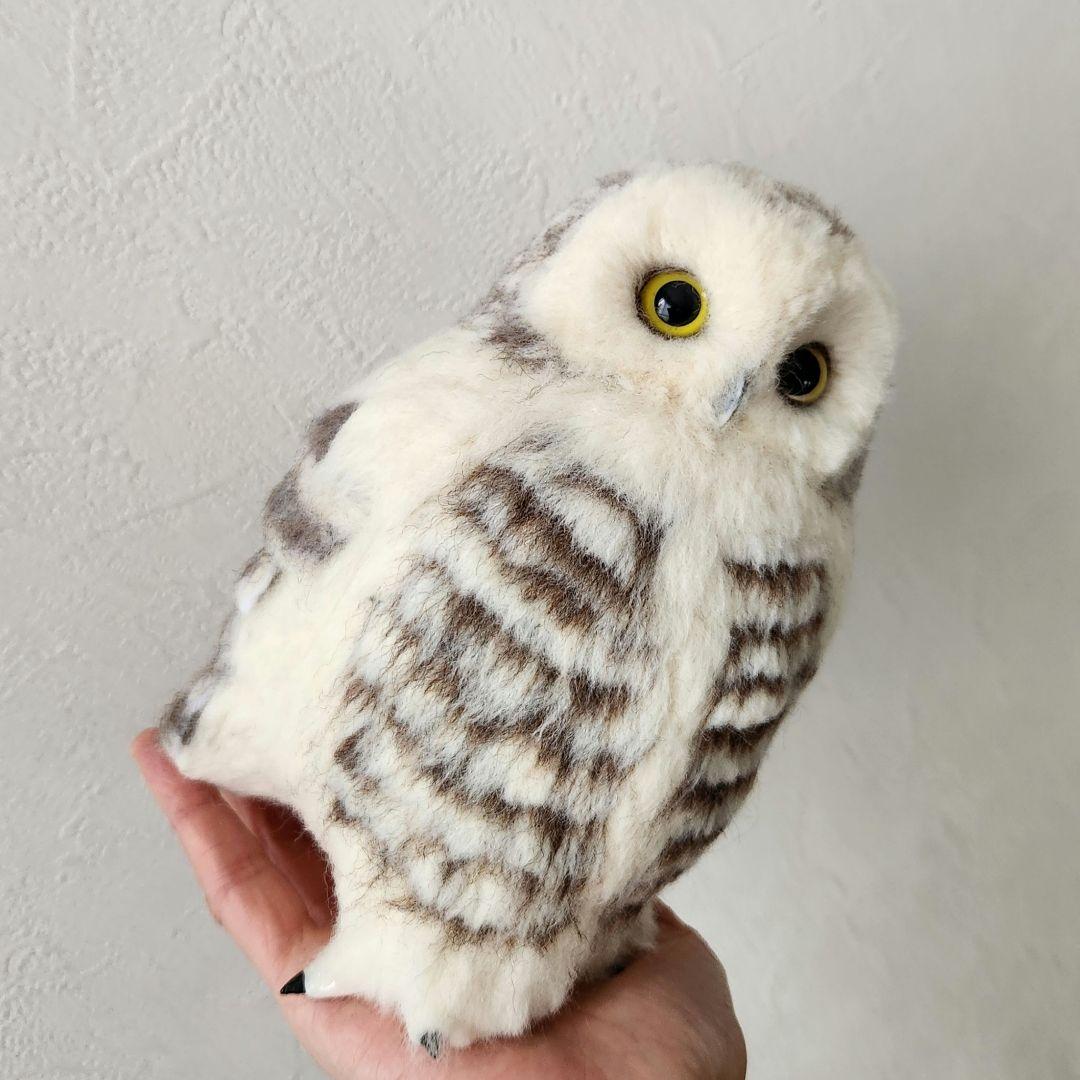 羊毛フェルト フクロウの置物　シロフクロウ