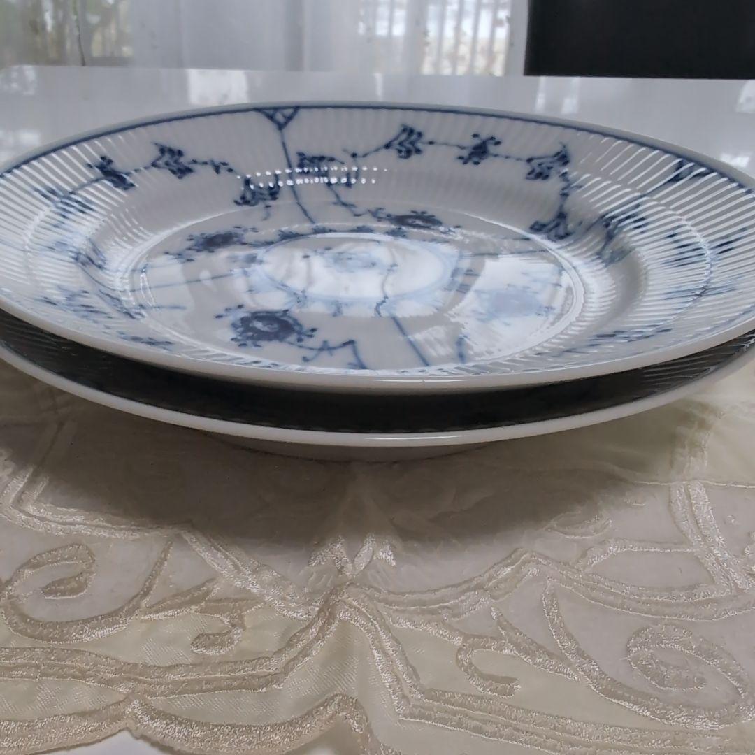   青い花柄皿 178 直径約20cm　2枚