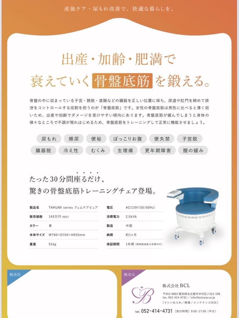 【美品】フェムケア チェアー⭐︎骨盤底筋トレーニング⭐︎椅子⭐︎電磁パレス