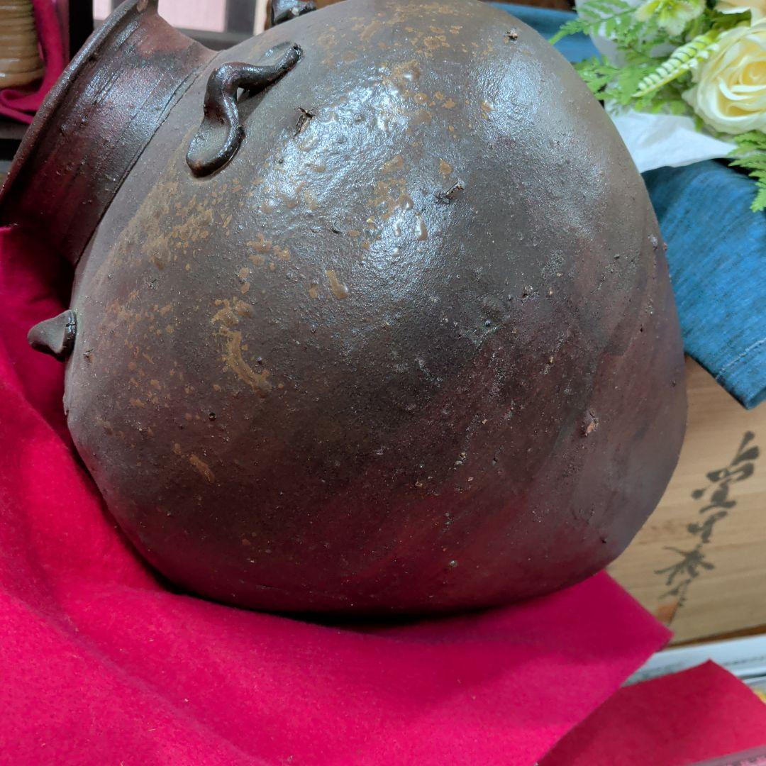 古備前骨董訳あり銘あり4耳付き大壺です‼️