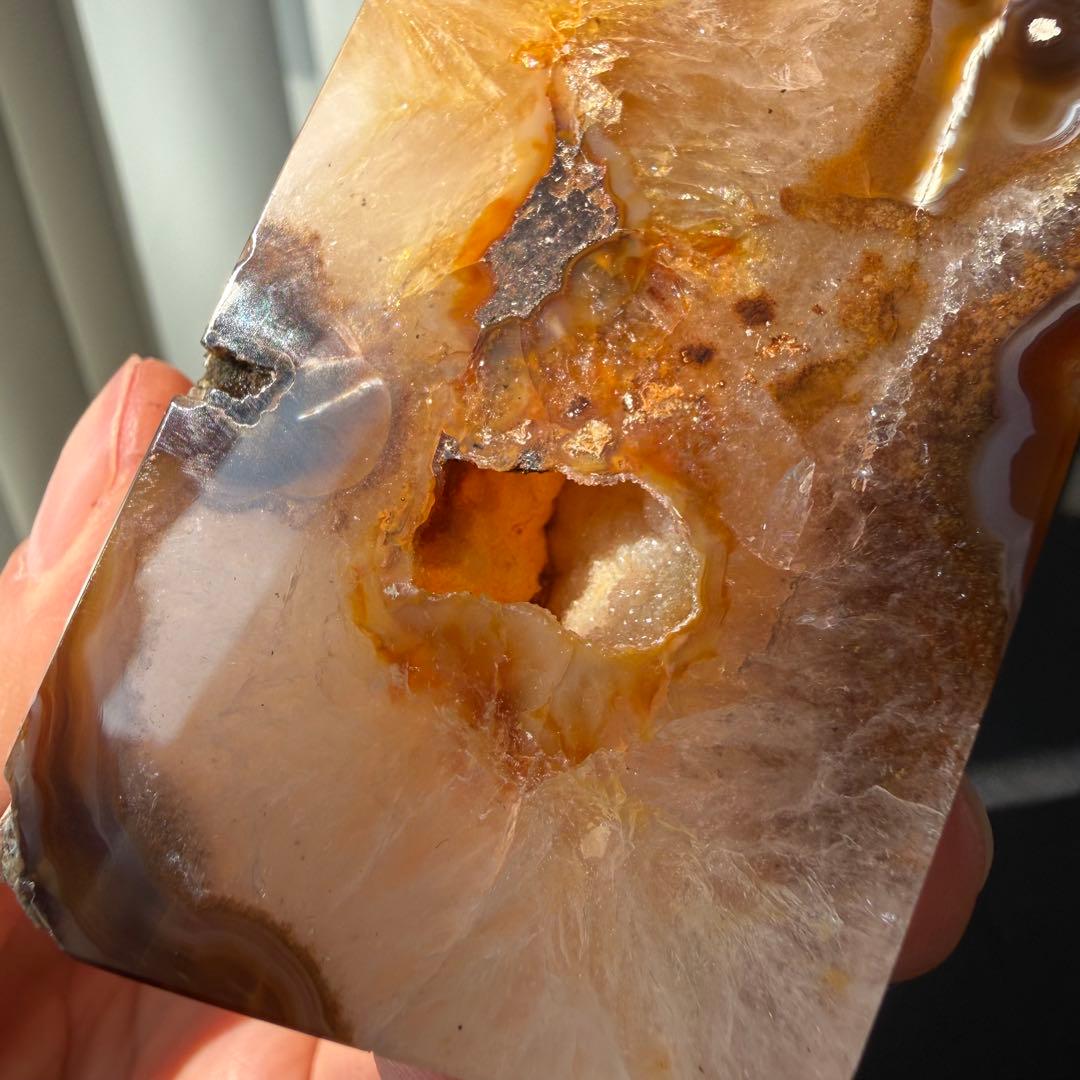 天然石シュガー水晶共生瑪瑙の原石　置物NO.030616