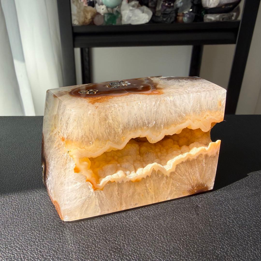 天然石シュガー水晶共生瑪瑙の原石　置物NO.030616