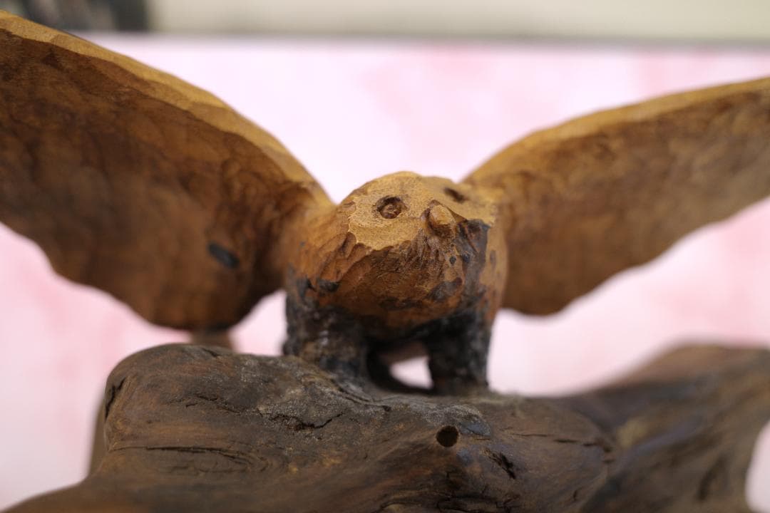 工房がんま フクロウの木彫り 流木