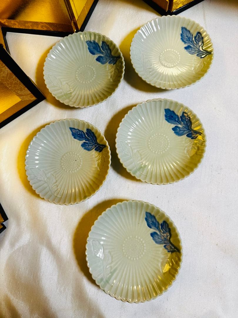 古伊万里　青磁　銘々皿　骨董　5枚