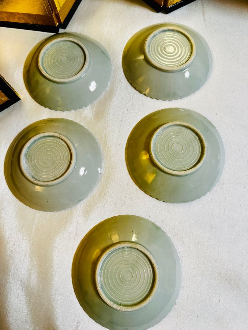 古伊万里　青磁　銘々皿　骨董　5枚