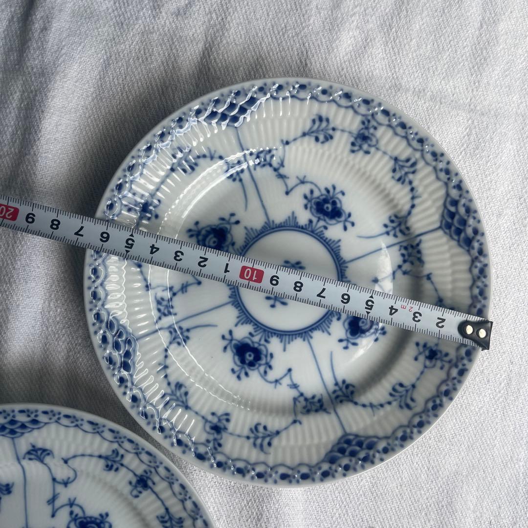 ロイヤルコペンハーゲン　ブルーフルーテッドハーフレース2枚 16.5cm ①
